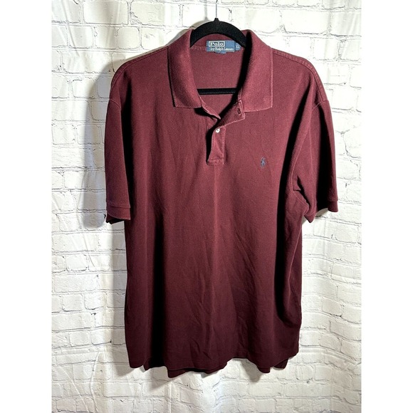 POLO RALPH LAUREN‎ MENS MAROON COLORD SHORT SLEEVE POLO SHIRT SZ (XL)  EUC - Picture 1 of 4